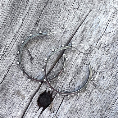 Argentium Silver Classic Big Hoop Earring with Beads copyright chisholm trail designs 2025