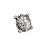 Alexander the Great  Coin Ring with Clear Cubic Zirconia