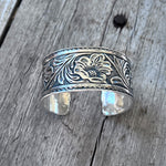 Sterling Tooled Leather Cuff Bracelet