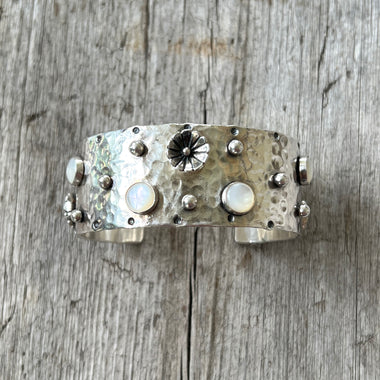 Sterling and Pearl Cuff Bracelet