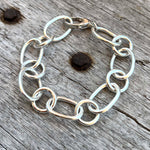 Silver Big Oval and Circle Link Bracelet