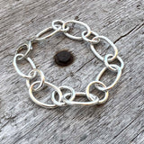 Argentium Silver Big Oval and Circle Link Bracelet