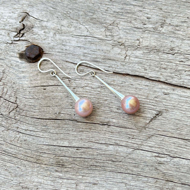 Pink Pearl Dangle Earrings