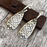 Argentium Silver Dangle Indian Blanket Pattern Earrings