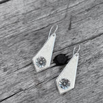 Silver Inverted Kite Earrings with Southwestern Cupped Flower