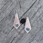 Silver Inverted Kite Earrings with Southwestern Cupped Flower