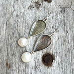 Silver Freshwater White Pearl Dangle Earrings