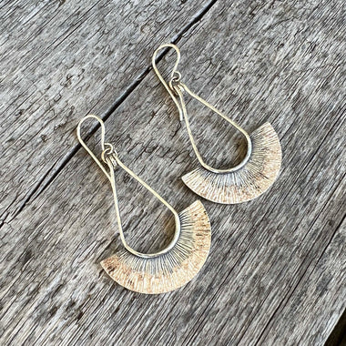 Argentium Silver Eclipse Dangle Earrings with 18k Gold