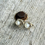 Argentium Silver Petite AA Akoya White Pearl Stud Earrings