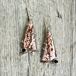 Ocean Jasper Druzy Dangle Earrings with Faceted Smokey Quartz Accent