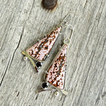 Ocean Jasper Druzy Dangle Earrings with Faceted Smokey Quartz Accent