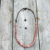 30" Spiny Oyster Rondelle Beads and Turquoise Slice Beads Necklace