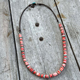 30" Spiny Oyster Rondelle Beads and Turquoise Slice Beads Necklace