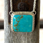 Turquoise Necklace with Petite Rectangular Kingman Pendant