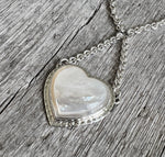 Mother of Pearl Heart Pendant Silver Necklace