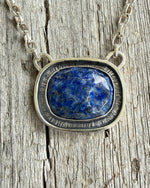 Sterling Silver Faceted Denim Lapis Lazuli Neckace 16"