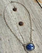 Sterling Silver Faceted Denim Lapis Lazuli Neckace 16"