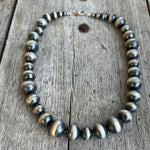 Navajo Pearl Necklace with Alternating Sized Beads, 18" Length