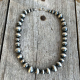 Navajo Pearl Necklace with Alternating Sized Beads, 18" Length