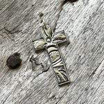 Silver Cross Pendant with Tooled Leather Texture