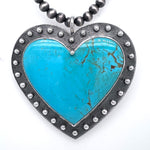 Big Heart Shaped Kingman Turquoise Pendant