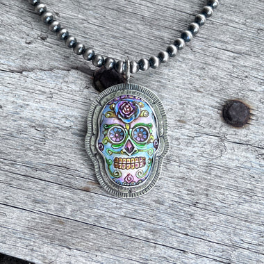 Sugar Skull Sterling Silver Pendant Jewelry