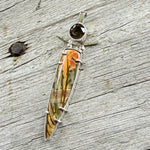 Sterling Sterling Cherry Creek Jasper with 12mm Smokey Quartz Pendant