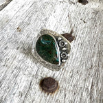 Green Druzy Teardrop Sterling Silver Ring