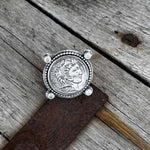 Alexander the Great Reproduction Coin Ring with Clear Cubic Zirconia, Size 9