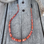 Spiny Oyster Graduated Rondelles and Navajo Pearls Necklace copyrigt chisholm trail designs 2025