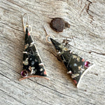 Sterling Silver Plum Blossom Jasper with Rhodolite Faceted Garnets Earrings copyright chisholm trail designs 2025