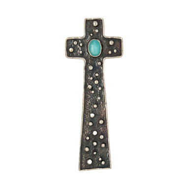 Sterlingsilvercrosswithgranulationandturquoise