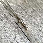 Tooled Leather Texture Sterling Silver Cross Necklace copyright chisholm trail designs 2025