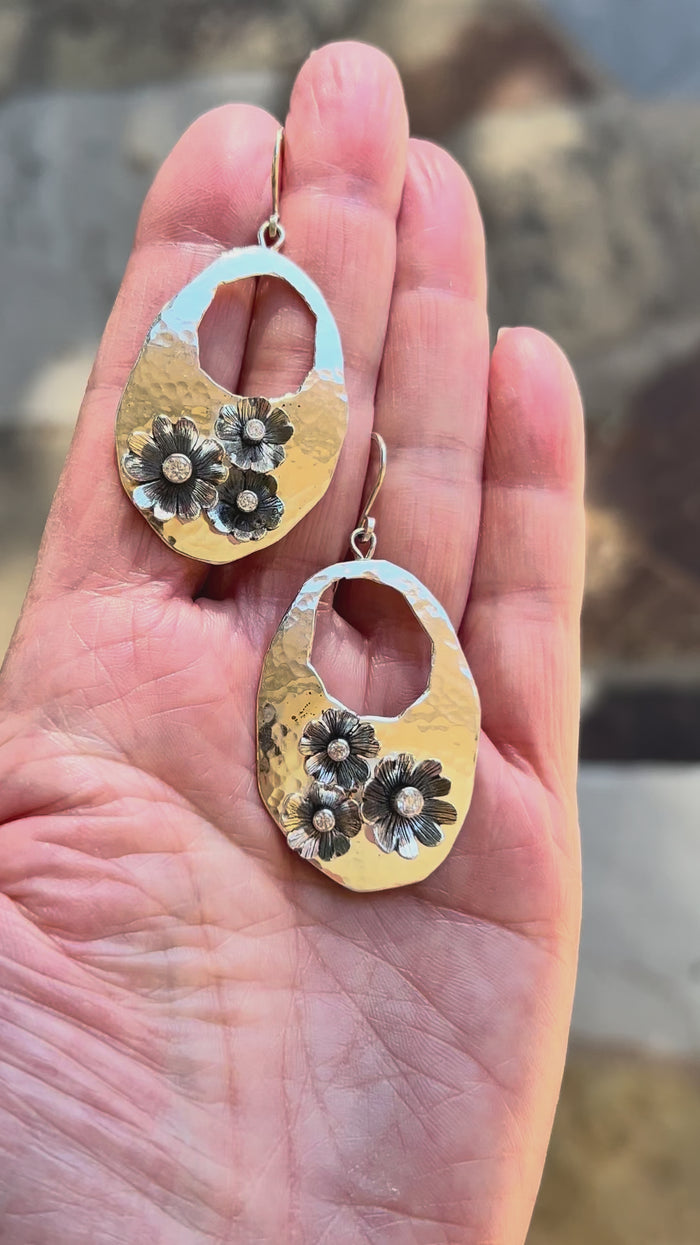 Sterling Silver Flower Garden Dangle Earrings copyrighted chisholm trail designs 2025