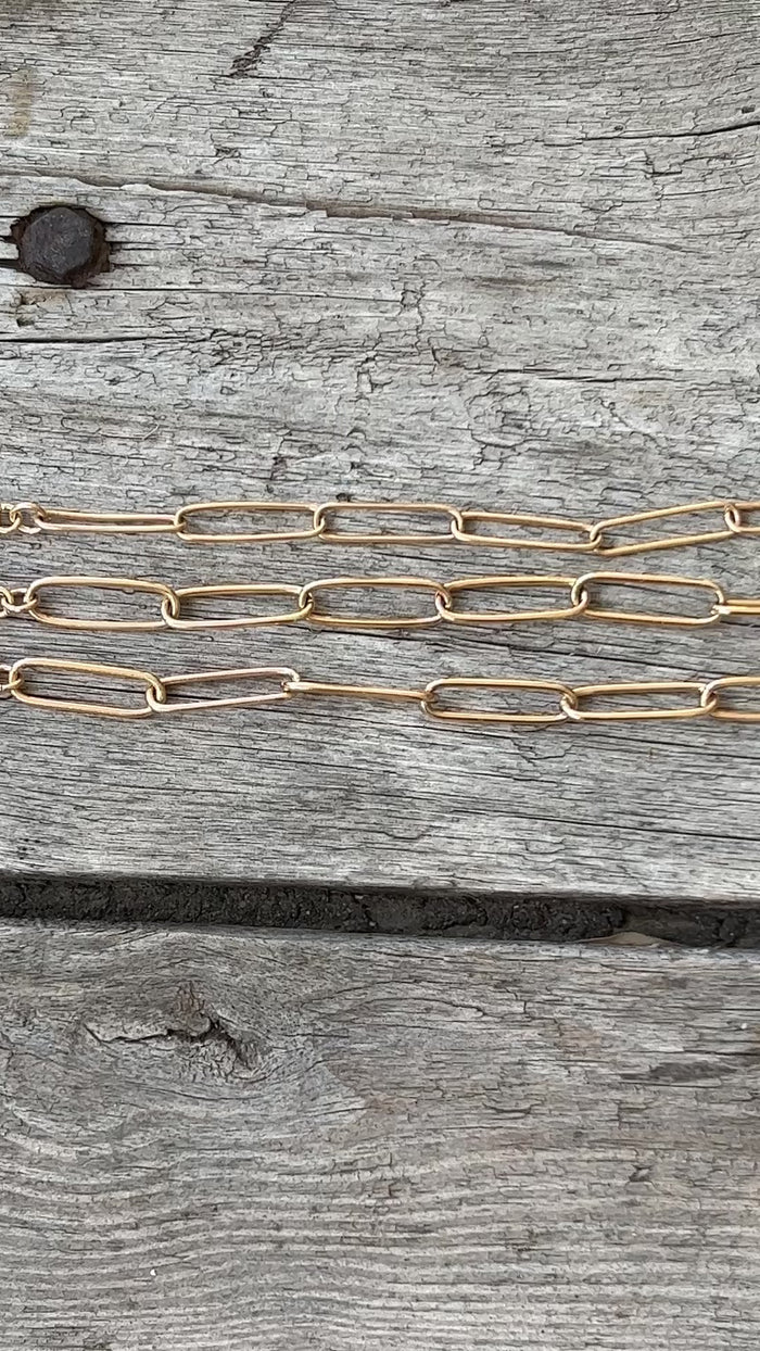 14k Gold Paperclip Chain Styled Necklace, 19"