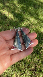 Sterling Silver Plum Blossom Jasper with Rhodolite Faceted Garnets Earrings copyright chisholm trail designs 2025