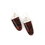Chisholm Trail Designs Oblong Mahogany Obsidian Dangle Earrings made in Argentium and Sterling silver
