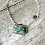 Argentium Silver Seraphinite Angel Stone Necklace with inset Faceted CZ