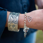 Sterling Tooled Leather Cuff Bracelet