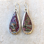 Corvettite/Fordite  Dangle Earrings with 18k Gold