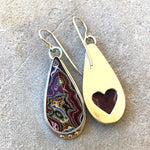 Corvettite/Fordite  Dangle Earrings with 18k Gold