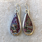 Corvettite/Fordite  Dangle Earrings with 18k Gold